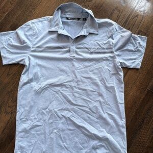 mens travis mathew chest stripe polo- light blue- M